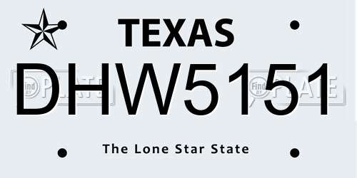 DHW5151 Texas License Plate