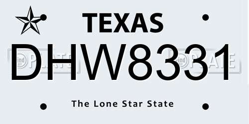 DHW8331 Texas License Plate