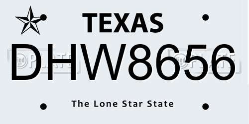 DHW8656 Texas License Plate
