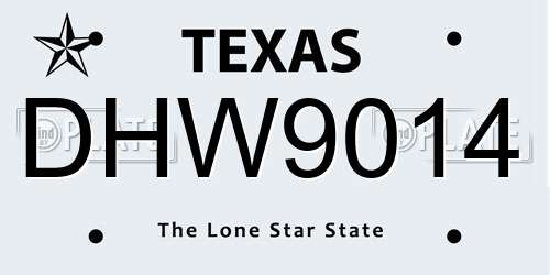 DHW9014 Texas License Plate