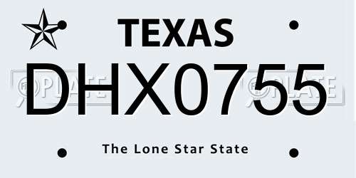 DHX0755 Texas License Plate