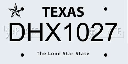 DHX1027 Texas License Plate