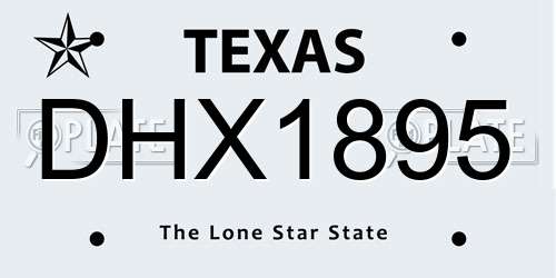DHX1895 Texas License Plate