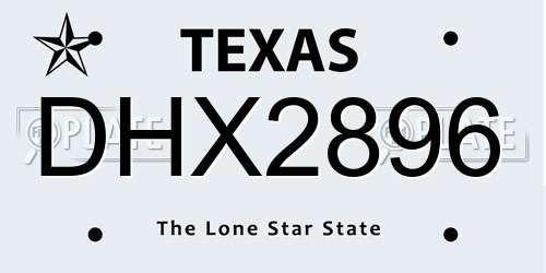 DHX2896 Texas License Plate