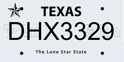 DHX3329 Texas License Plate
