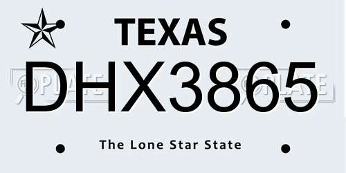 DHX3865 Texas License Plate
