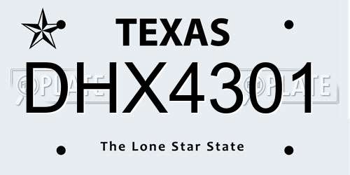 DHX4301 Texas License Plate