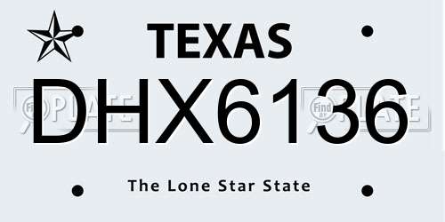 DHX6136 Texas License Plate