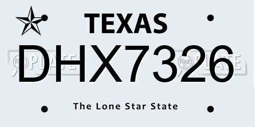 DHX7326 Texas License Plate