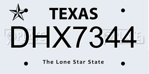 DHX7344 Texas License Plate