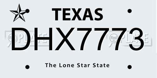 DHX7773 Texas License Plate
