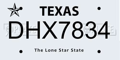 DHX7834 Texas License Plate