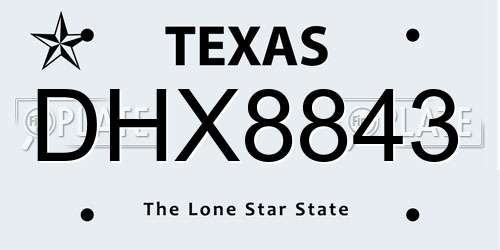 DHX8843 Texas License Plate