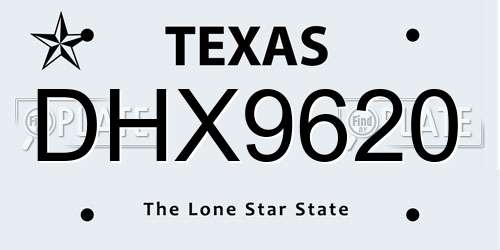 DHX9620 Texas License Plate