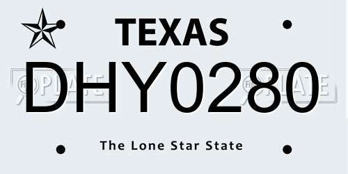 DHY0280 Texas License Plate