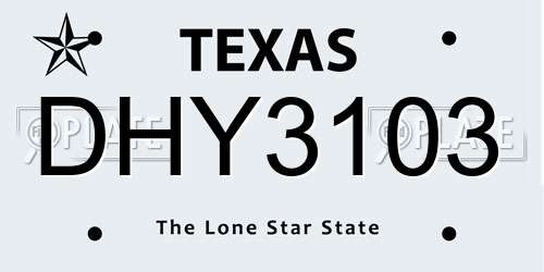 DHY3103 Texas License Plate