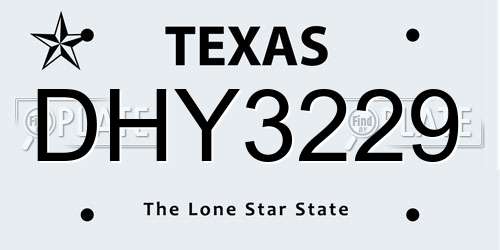 DHY3229 Texas License Plate