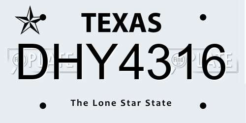 DHY4316 Texas License Plate