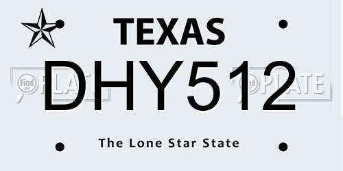 DHY512 Texas License Plate