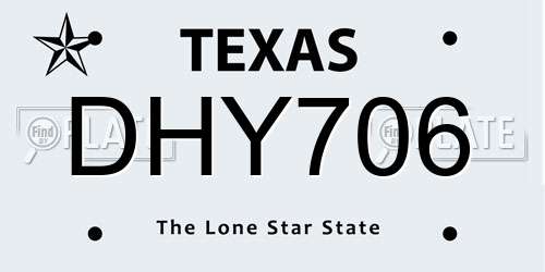 DHY706 Texas License Plate