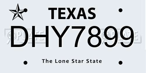 DHY7899 Texas License Plate