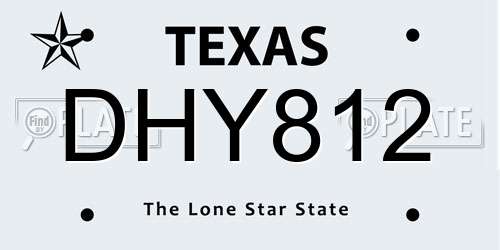 DHY812 Texas License Plate