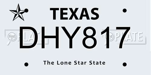 DHY817 Texas License Plate
