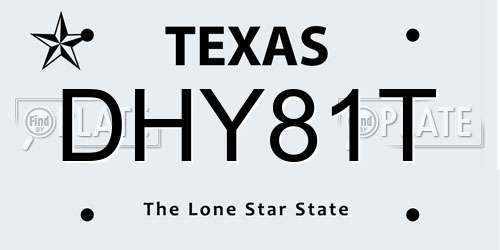 DHY81T Texas License Plate