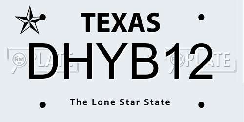 DHYB12 Texas License Plate