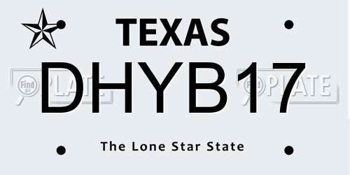 DHYB17 Texas License Plate