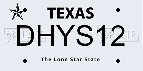 DHYS12 Texas License Plate