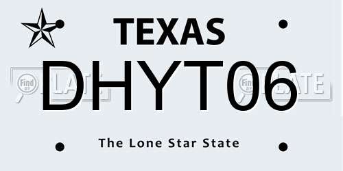 DHYT06 Texas License Plate