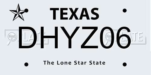 DHYZ06 Texas License Plate