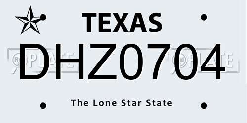 DHZ0704 Texas License Plate