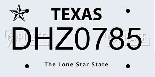 DHZ0785 Texas License Plate