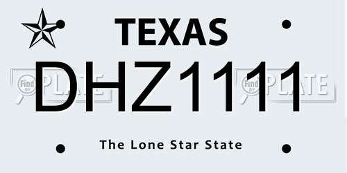 DHZ1111 Texas License Plate