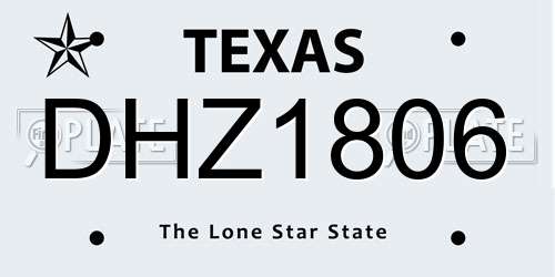 DHZ1806 Texas License Plate