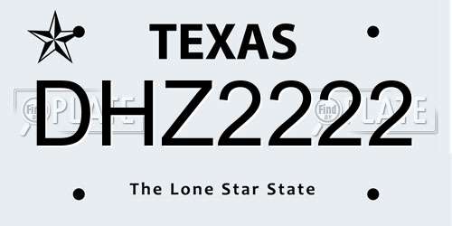 DHZ2222 Texas License Plate
