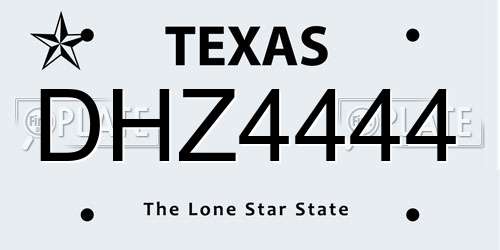 DHZ4444 Texas License Plate