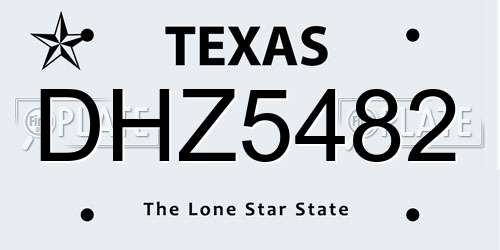DHZ5482 Texas License Plate