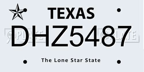DHZ5487 Texas License Plate