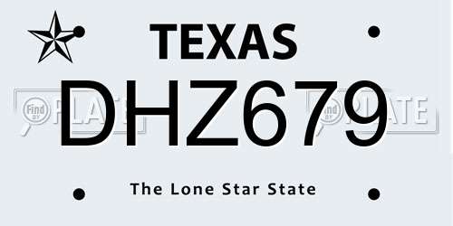 DHZ679 Texas License Plate