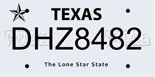 DHZ8482 Texas License Plate