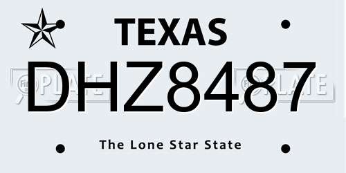 DHZ8487 Texas License Plate