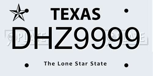 DHZ9999 Texas License Plate