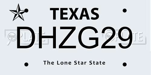 DHZG29 Texas License Plate