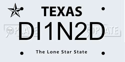 DI1N2D Texas License Plate