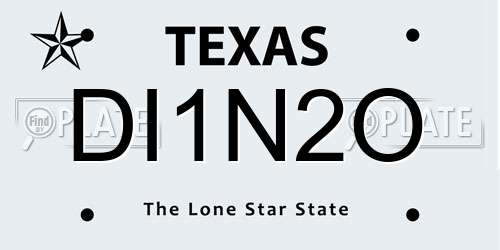 DI1N2O Texas License Plate