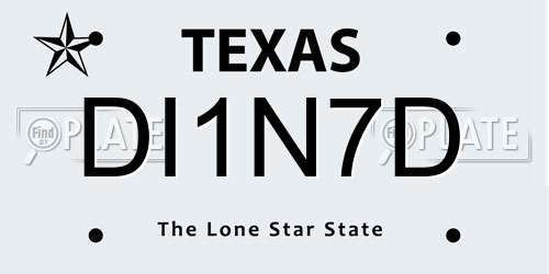 DI1N7D Texas License Plate