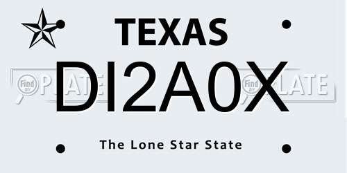 DI2A0X Texas License Plate